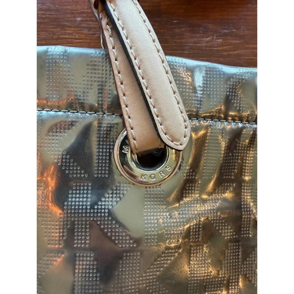 Michael Michael Kors Silver Metallic Tote Bag w/‎ Dust Bag